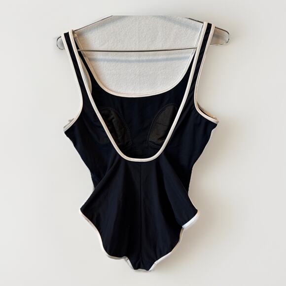 Vintage Ralph Lauren Sport Pony Logo Swimsuit 14 Black White Trim And Pony Scoop - Picture 4 of 7